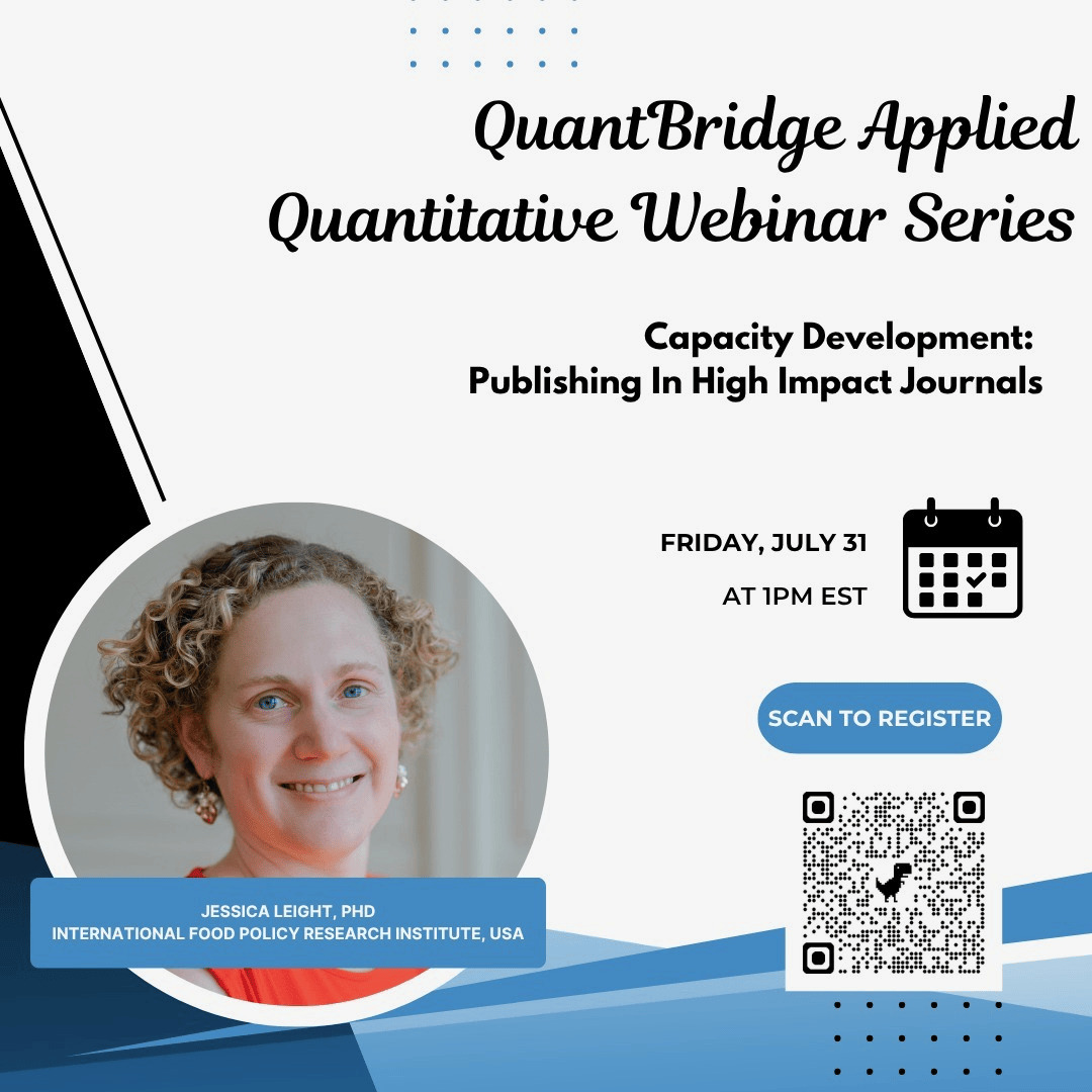 Capacity Development — Friday July 31, 1PM EST. Jessica Leight, IFPRI.